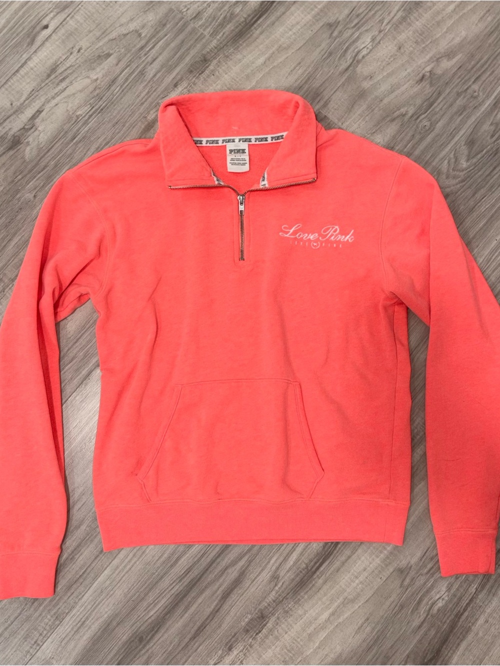Victoria's Secret PINK Coral Half-Zip Sweater  S